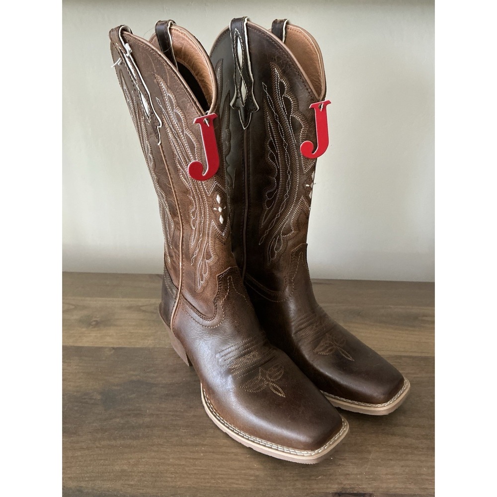 Justin Rein Waxy Tan Water Buffalo Western Boots L2962 Medium Square Toe 8.5B